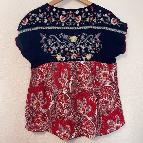 John Mark Embroidered Floral Blouse Size Small - Picture 8 of 12